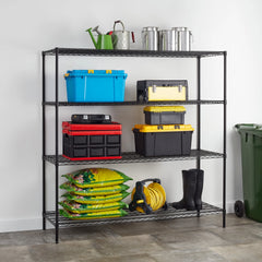 Hyper Tough Steel 4-Tier Storage Shelf Unit 72"H x 72"W x 24"D, 4000lb Total Capacity, Black