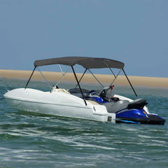 Anself 3 Bow Bimini Top Boat Cover with Adjustable Straps Fabric Outdoor Boat Canopy Aluminium Frame 72 x 63 x 53.9 Inches (L x W x H)