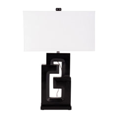 Sagebrook Home Modern Neutral Wood, 27"H Geometric Black Table Lamp - 18" x 10" x 27"