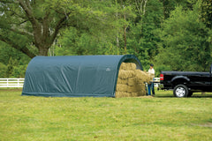 ShelterLogic Round Style Run-in Shelter, Green, 12 x 20 x 8 ft.