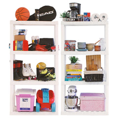 Hyper Tough Plastic Storage Shelves 4-Tier 56" H x 30" W x 14" D 2-Pack White 400 lbs Total Capacity
