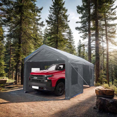 Sesslife 12' x 20' x 9.83' Portable Garages and Shelters Gray Carports