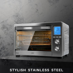 LNC 12-In-1 Large 34QT Countertop Toaster Oven Convection Rotisserie Air Fryer - 19.5" L x 15" W x 12.5" H Silver