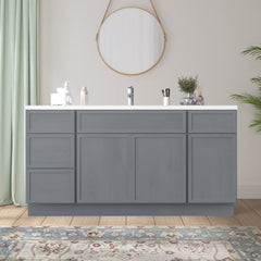 60 in. W x 21 in. D x 32.5 in. H Freestanding Bathroom Vanity Cabinet without Top in Smoky Gray