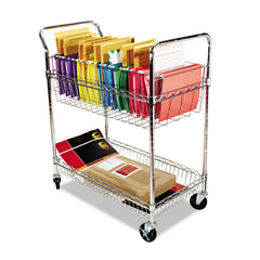Alera ALEMC3518SR Carry-All 34.88 in. x 18 in. x 39.5 in. Basket/Shelf Mail Cart - Silver
