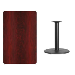 Pemberly Row 30" x 48" Restarant Dining Table in Black and Mahogany