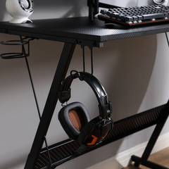 X Rocker L-Shaped Gaming Desk with Storage Shelves - Black