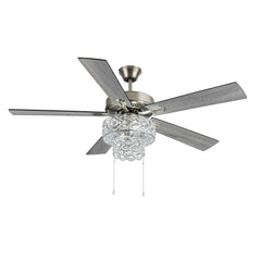 Copper Grove Olivia Satin Nickel 52-in. Beaded Braid LED Ceiling Fan - 52"L x 52"W x 21"H Nickel - Pull Chain
