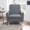 Naomi Home Frida Mid-Century Modern Accent Chair, Espresso Teddy Fleece Upholstered Armchair with Oak Legs, 28.74"D x 30.31"W x 35.04"H