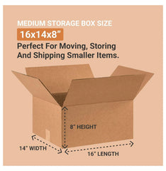 LfucQd Shipping Boxes Medium 16"L x 14"W x 8"H, 25-Pack - Corrugated Cardboard Box for Packing, Moving and Storage