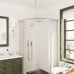 Naiture Stainless Steel 18-1/2" X 26" X 18-1/2" Neo-Angle Shower Curtain Rod with Ceiling Support, Brushed Nickel Finish