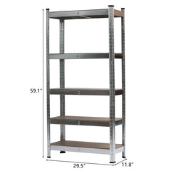Zimtown 5 Tier Heavy Duty Steel Shelving Unit, 11.8"W x 29.5"D x 59"H Garage Storage Rack Silver