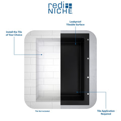 Tile Redi RND1614S-20 Redi Niche 16" x 34" x 4" Double Recessed Shelf Gray