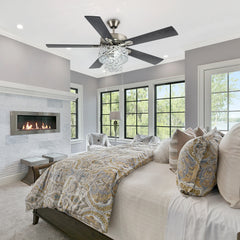 Copper Grove Olivia Satin Nickel 52-in. Beaded Braid LED Ceiling Fan - 52"L x 52"W x 21"H Nickel - Pull Chain