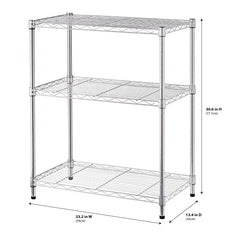 Hyper Tough Steel 3-Tier Storage Shelf Unit 30.6"H x 23.2"W x 13.4"D, 750lb Total Capacity, Chrome