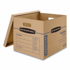 SmoothMove Classic Moving/Storage Boxes, Half Slotted Container (HSC), Medium, 15" x 18" x 14", Brown/Blue, 8/Carton - Bundle of 5 Cartons