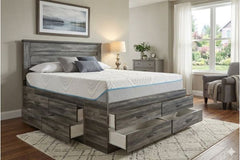 6720 Modern 12 Drawer Storage Platform Bed Made in Canada