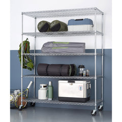 TRINITY 5-Tier Heavy Duty Wire Shelving Rack, 60' x 24' x 72' NSF, Includes Wheels