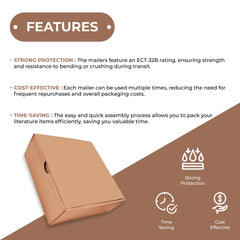 SSBM 9" x 6 1/4" x 3" ECT-32B Deluxe Kraft Literature Shipping Mailers 50/Case