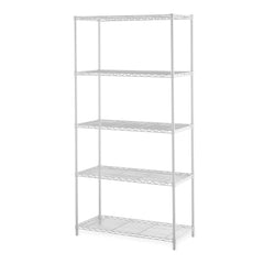 Hyper Tough Steel 5-Tier Storage Shelf Unit 72"H x 36"W x 16"D, 1750lb Total Capacity, White