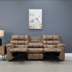 Waldara Reclining Sofa w/ Drop Down Table Tan