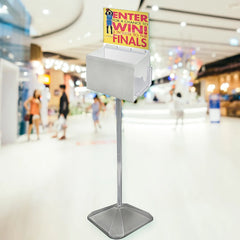 Azar Displays Extra-Large Pedestal Lottery Box With Pocket, 57-3/4"H x 16"W x 16"D, White