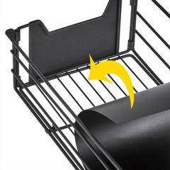 Miumaeov Kitchen Storage Rack Utility Microwave Oven Stand Storage Shelf + Push-Pull Drawer Black 27.9" L x 13.7" W x 45.2" H