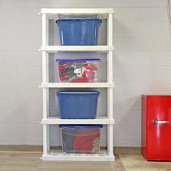 Oskar Plastic Storage Shelves 5-Tier Garage Organizer 74"H x 36"W x 18"D, White 750lb Capacity