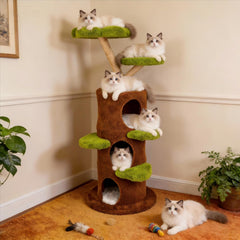 Wisfor Modern Cat Tree Tower: 58Inch Tall Cats Tree for Large Cats with Multi Condos - Indoor Wooden Kitty Tree House Sturdy with Scratching Post