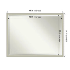 Amanti Art Florence Silver Beveled Wall Mirror 31.75 x 41.75 in.