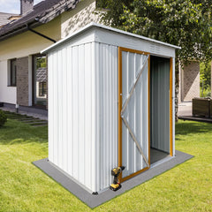Sesslife Galvanized Steel Outdoor Storage Shed, 5' x 3' x 5.8', White