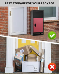 FICISOG Outside Package Delivery Boxes, Extra Large Locking Parcel Drop Box, 17" x 11" x 34" Package Safe Box with Keys