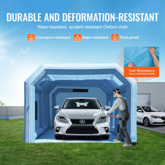 KFFKFF Inflatable Paint Booth, Dimensions 26.2 x 14.8 x 9.8 ft, Suitable for Small Trucks, Equipped with 950W+750W Robust Air Movers and Air Purification Mechanism