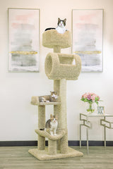 New Cat Condos 140003- Solid Wood Cat Climbing Tower Cat Tree, Gray