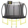 Triple Tree Trampoline with Enclosure, Black/Yellow, 63.78"x 17.72" x 8.66"