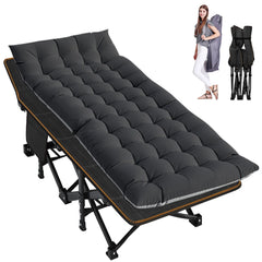 MOPHOTO Adults Folding Camping Cot, Oxford Folding Cot Portable Outdoor Military Sleeping Bed, Camping Cot with Mattress&Carry Bag, 75" x 28"x 14"