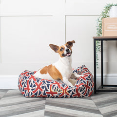 Cozy & Calming Puppy Cage Bed in Union Jack