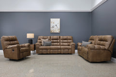 Waldara Reclining Sofa w/ Drop Down Table Tan