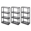 4 Shelf Fixed Height Solid Light Duty Storage Unit 12 x 24 x 48 for Home, Garage, Basement, & Laundry, Black (3 Pack)