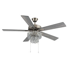 Copper Grove Olivia Satin Nickel 52-in. Beaded Braid LED Ceiling Fan - 52"L x 52"W x 21"H Nickel - Pull Chain