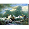 Ceramic Tile Mural-Andreas Achenbach Waterfront Painting 89. 32" w x 24" h using (12) 8 x 8 ceramic tiles