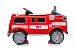 2026 12V Kids Fire Truck Electric Ride On One Seater with Leather Seat and RC