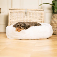 Donut Bed in Calming Anti Anxiety Cream Faux Fur