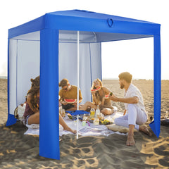 Costway 6.6ft x 6.6ft Beach Cabana Tent, Blue