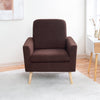 Naomi Home Frida Mid-Century Modern Accent Chair, Espresso Teddy Fleece Upholstered Armchair with Oak Legs, 28.74"D x 30.31"W x 35.04"H