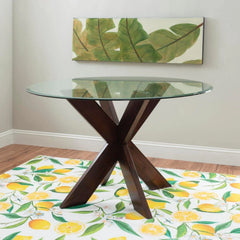 Linon Adler X Base Dining Table With Glass Espresso