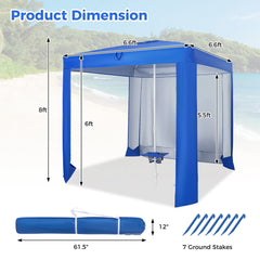 Costway 6.6ft x 6.6ft Beach Cabana Tent, Blue