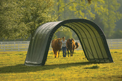 ShelterLogic Round Style Run-in Shelter, Green, 12 x 20 x 8 ft.