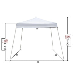 Zimtown 10ft x 10ft Base/8ft x 8ft Outdoor Pop up Tent Folding Gazebo Beach Canopy White