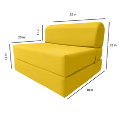Yellow Sleeper Chair Folding Foam Beds, Portable Studio Sofa Guest Bed, 6 x 32 x 70